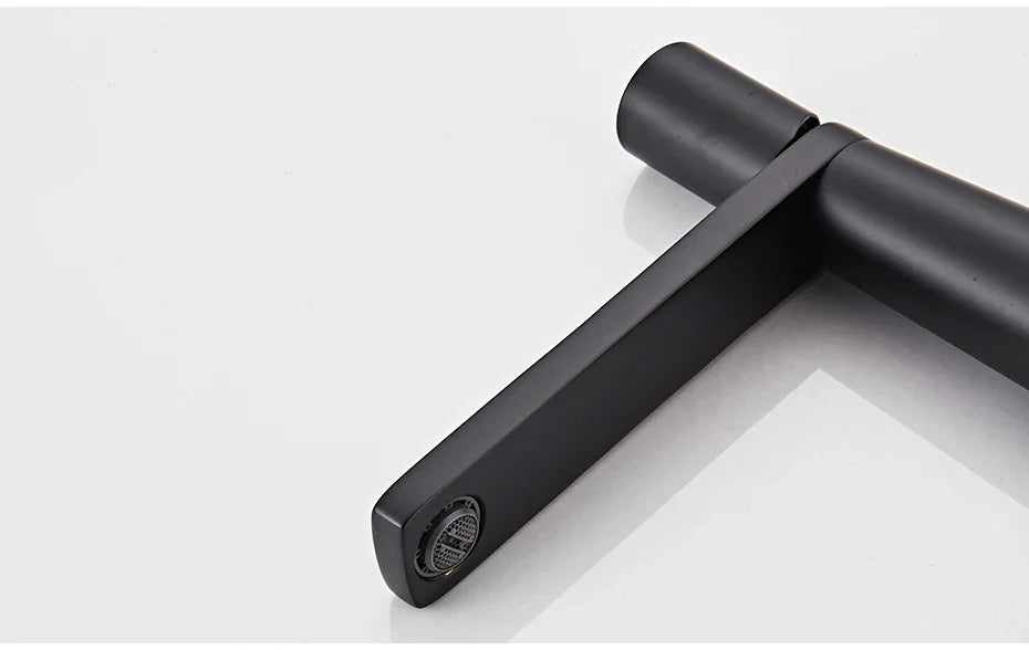 Decorbites™ gold brass basin faucet with black matte finish and modern minimalist design for bathroom sink