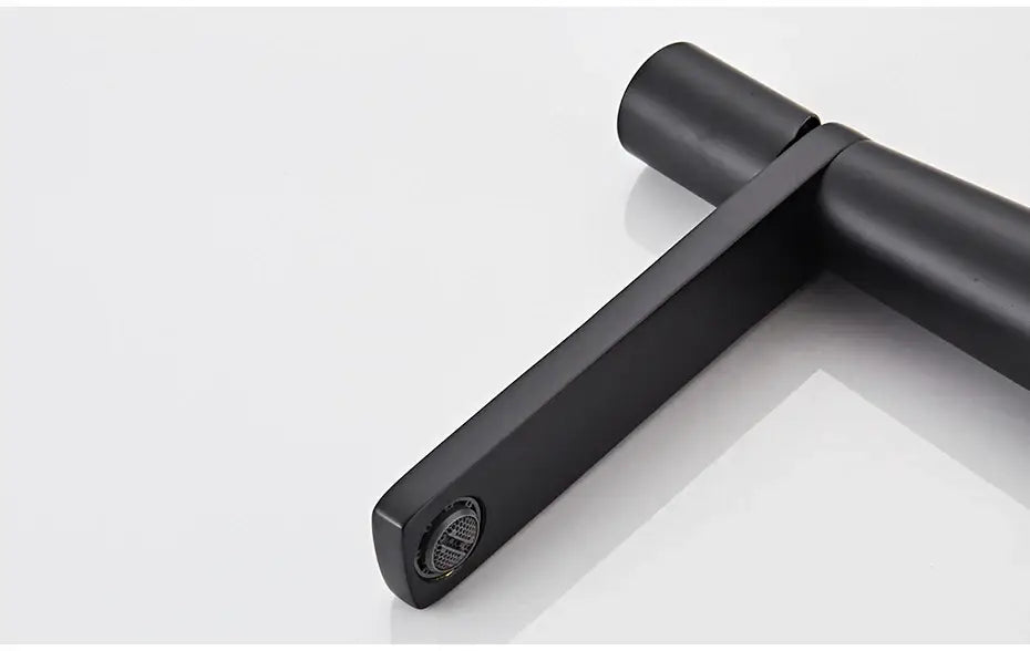Decorbites™ gold brass basin faucet with black matte finish and modern minimalist design for bathroom sink