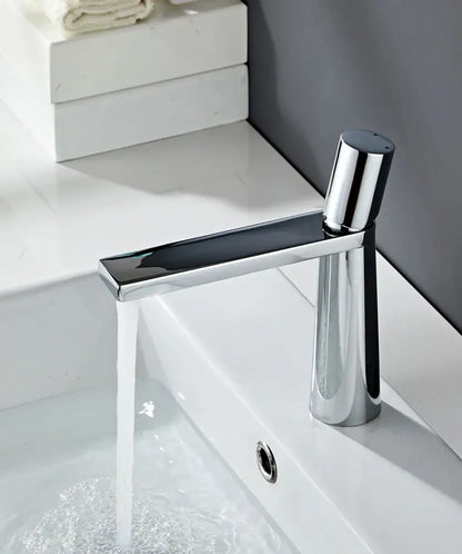 Modern decorbites gold brass basin faucet with sleek minimalist design and single cylindrical handle for bathroom sink
