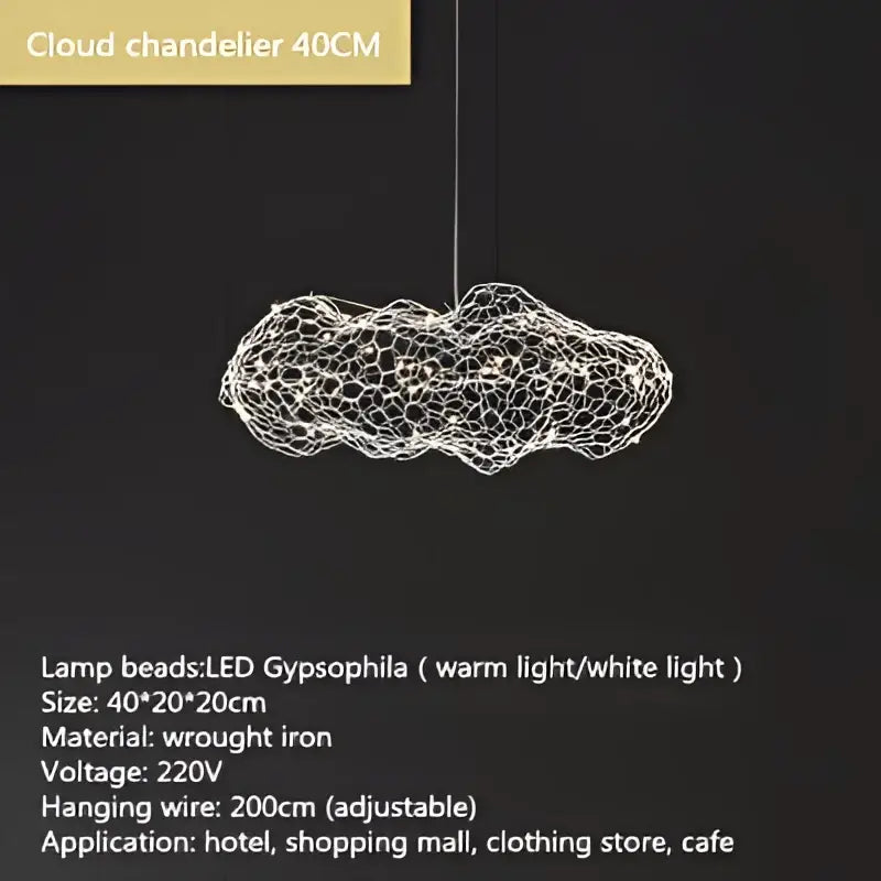 DecorBites gold cloud pendant lights feature wrought iron mesh design with led gypsophila beads for warm or white light
