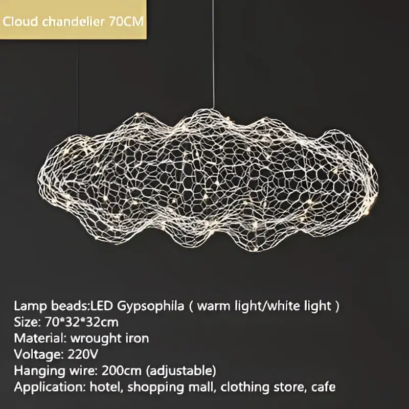 Silver cloud pendant lights with delicate wire mesh and embedded led gypsophila bulbs for home and restaurant use