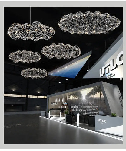 DecorBites silver wire mesh cloud pendant lights in gold for home and restaurant modern pendant lighting