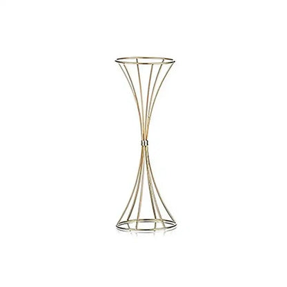 DecorBites gold iron flower vase set featuring a slender gold-toned iron flower vase with conical design for wedding decor