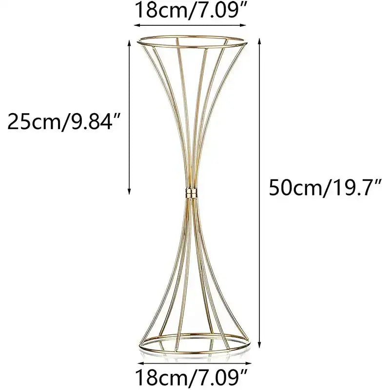 DecorBites gold iron flower vase with fluted cone shape and slender ribs ideal for wedding decor flower vases