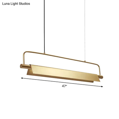 A sleek 47-inch brass island light fixture with a minimalist rectangular design for restaurants 220v-240v 110v-120v