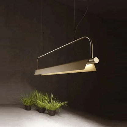 Modern minimalist decorbites™ gold LED island light fixture with brushed metal frame and warm-toned lampshade for restaurants 220v-240v 110v-120v
