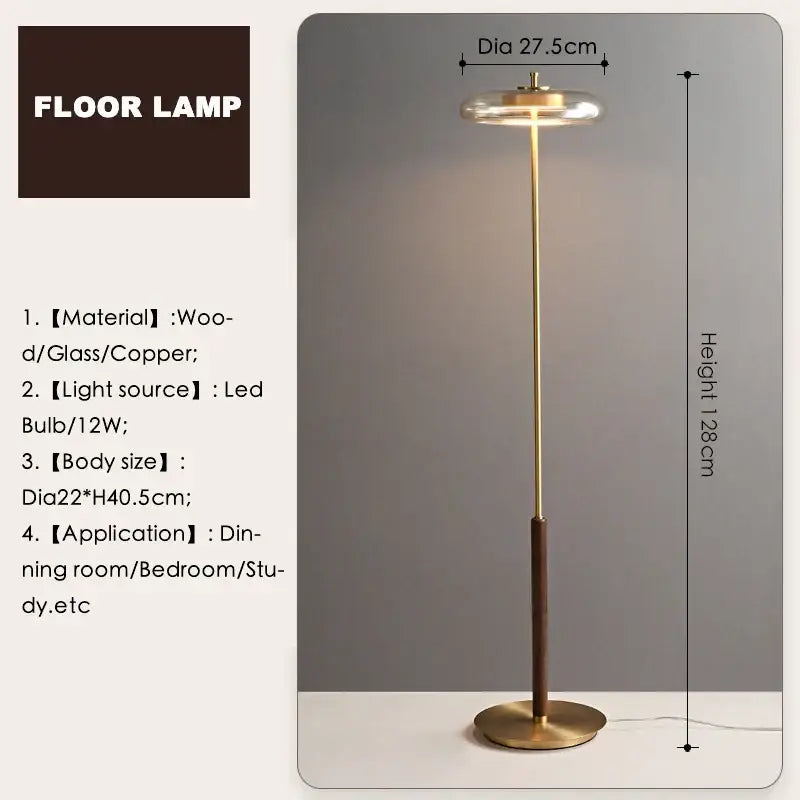 Decorbites gold lustre mushroom table lamp with brass base and warm light gold lustre glass shade for bedroom wood accent