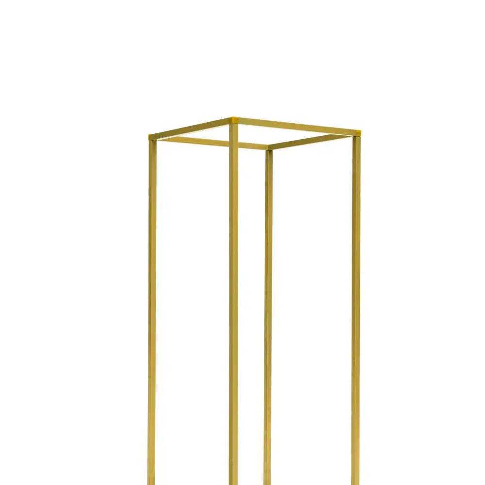Decorbites gold metal wedding flower stand set with a gold-colored rectangular frame and vertical supports for weddings