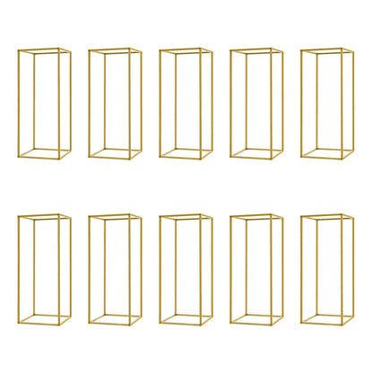 DecorBites gold metal rectangular flower stand set for wedding flower display with durable metal construction