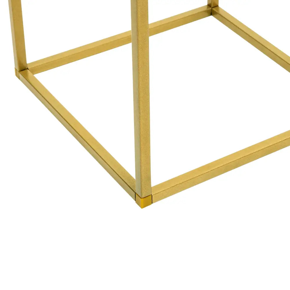 Decorbites gold metal wedding flower stand set featuring a gold-finished metal flower stand with minimalist geometric frame design