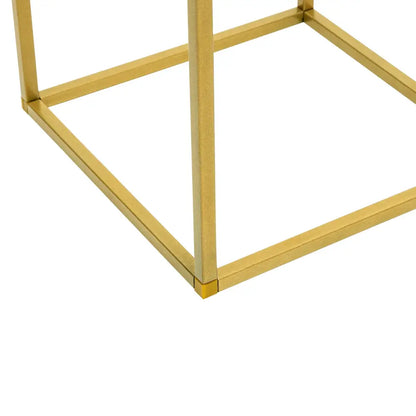 Decorbites gold metal wedding flower stand set featuring a gold-finished metal flower stand with minimalist geometric frame design