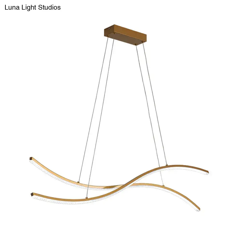 Decorbites gold metallic led hanging light ceiling light with sleek curved arms and crystal accents for minimalist island ceiling