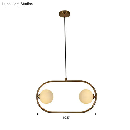 Decorbites gold modern globe hanging chandelier with brass frame and frosted glass bulbs for bedroom lighting