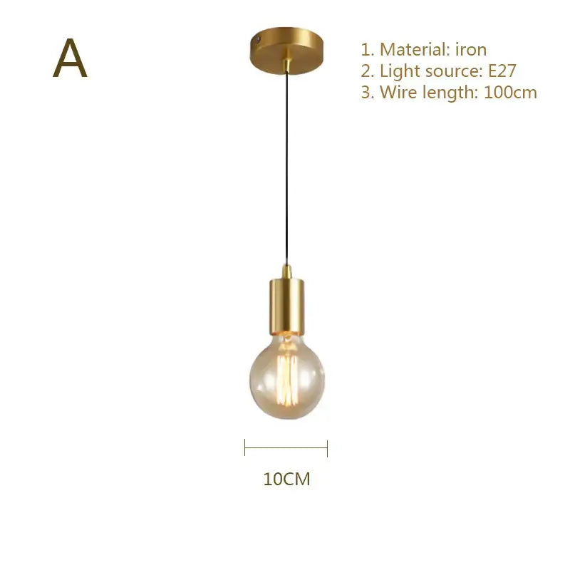 Decorbites gold modern iron pendant light with classic bulb design and 10cm wire length for dining room use