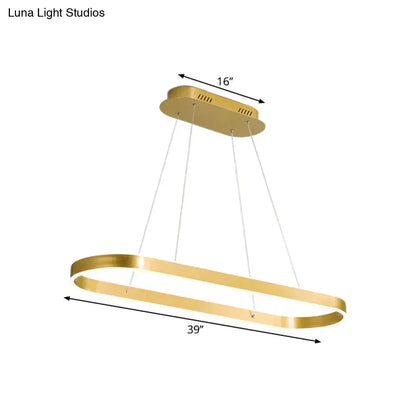 Decorbites gold oval led hanging lamp kit with modern metallic finish and illuminated warm white glow for dining room