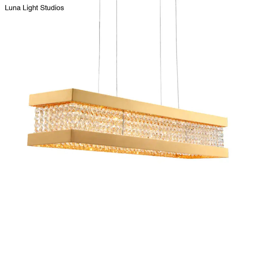 Decorbites gold rectangular frame crystal pendant light featuring 6 bulbs for 220v-240v and 110v-120v use
