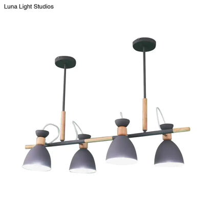 Modern grey white green decorbites™ bell island 4-light iron pendant lamp with wood accents 220v-240v 110v-120v