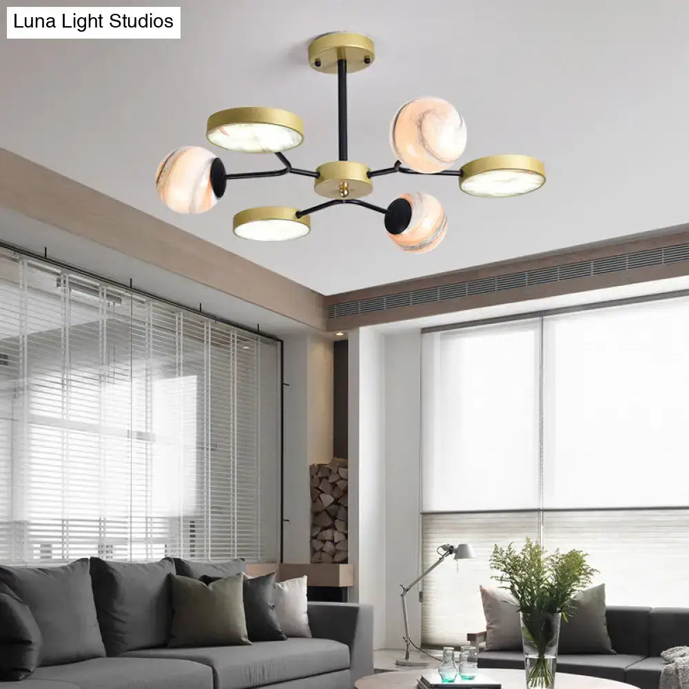 Modern decorbites™ chandelier with hand blown glass amber globes gold canopy shape 220v-240v 110v-120v pendant lighting fixture