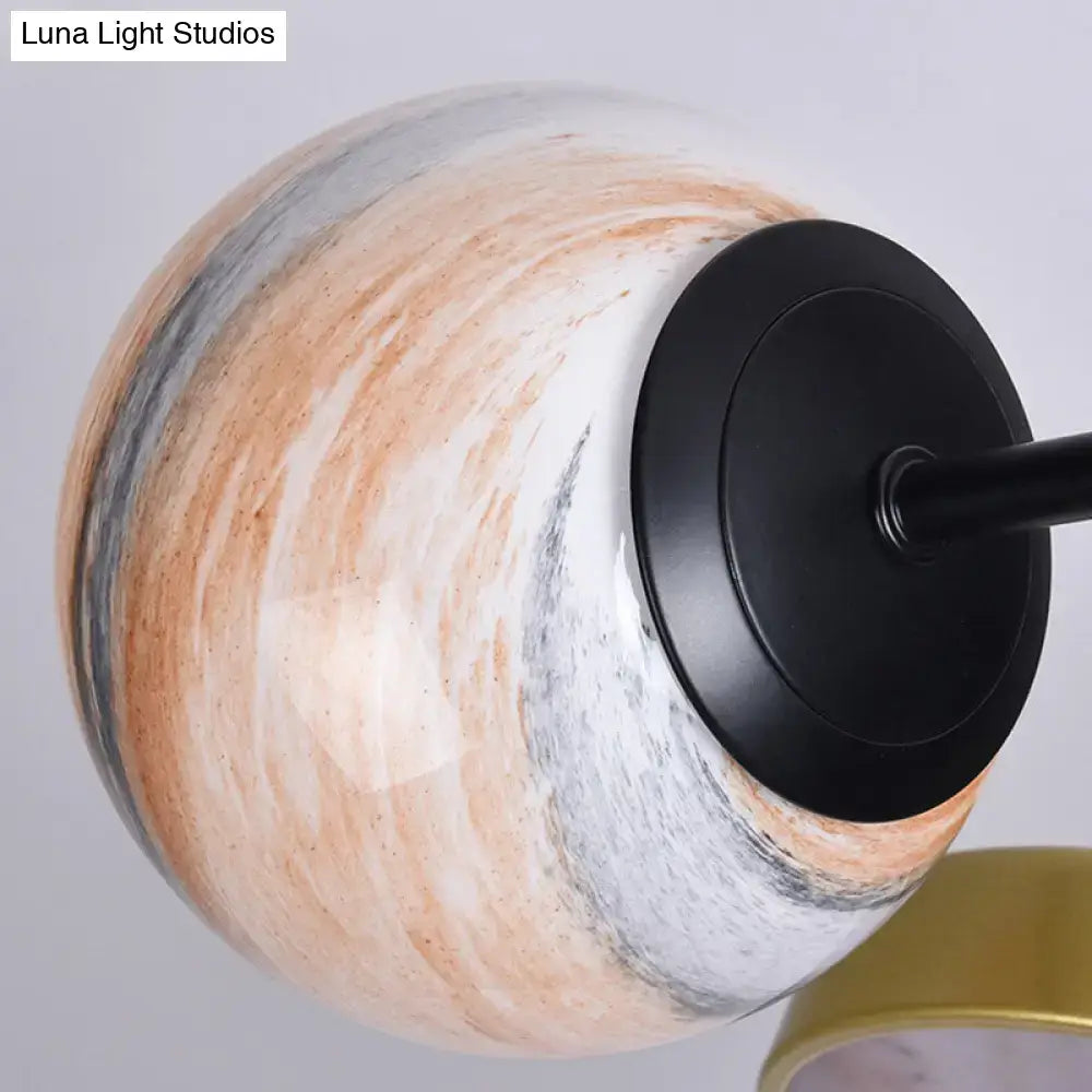 Decorbites hand blown glass pendant light with beige white gray swirling patterns and gold canopy shape 220v-240v 110v-120v