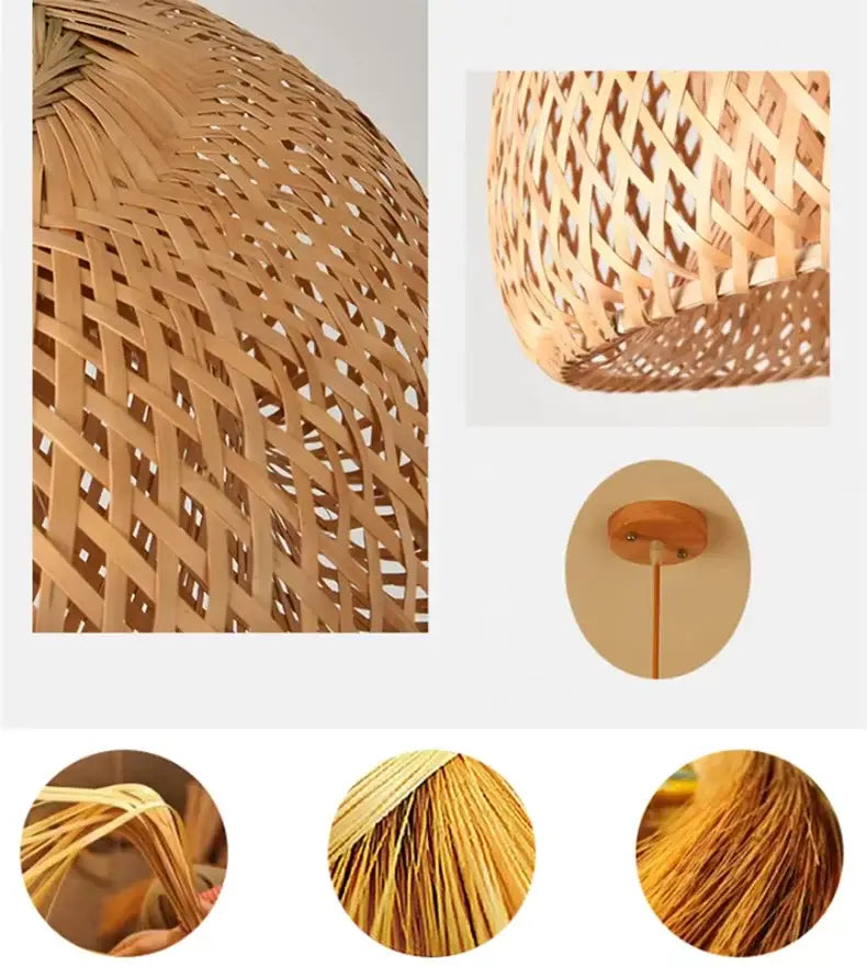 Decorbites™ handcrafted chinese bamboo pendant lamp with natural woven lattice design and warm earthy tones