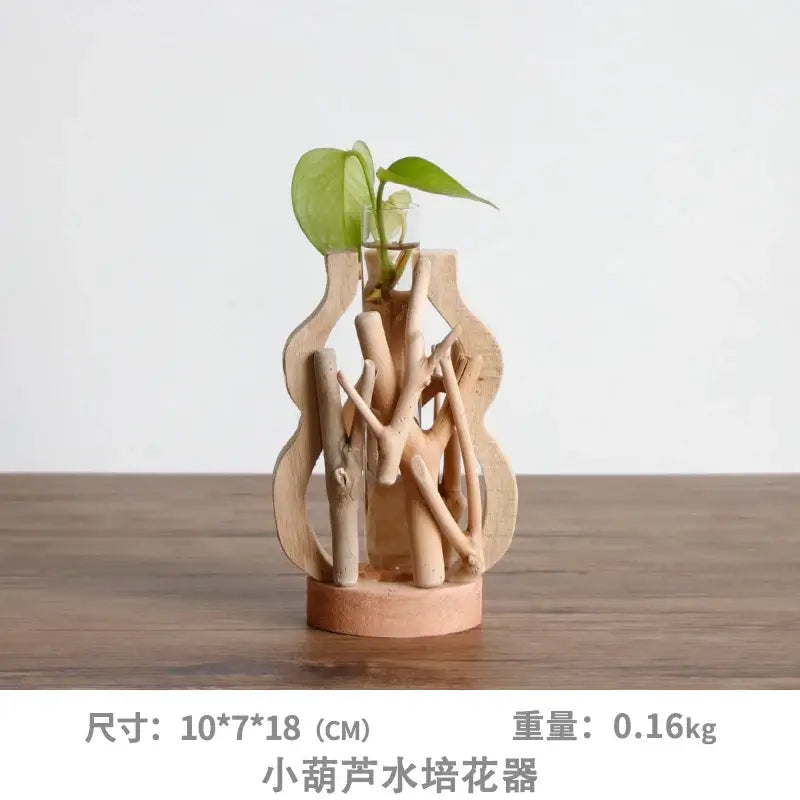 DecorBites™ handcrafted wooden vase in natural wood tone with curved design for elegant home decor display