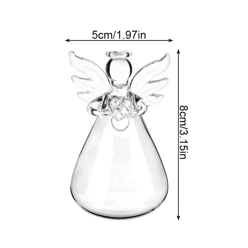 DecorBites™ handmade clear glass angel vase with delicate wings and teardrop-shaped body for home decor
