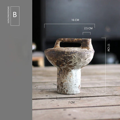 Decorbites handmade ceramic vase with handle and pedestal base ideal for displaying dried flowers as a pottery vase