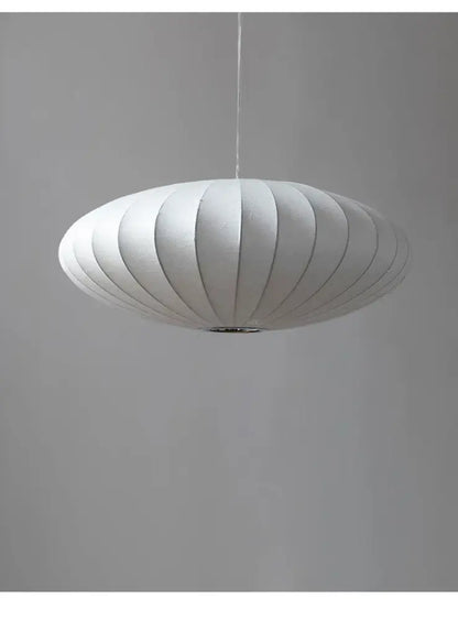 White ribbed silk chandelier pendant light with sleek modern design in japanese style by decorbites