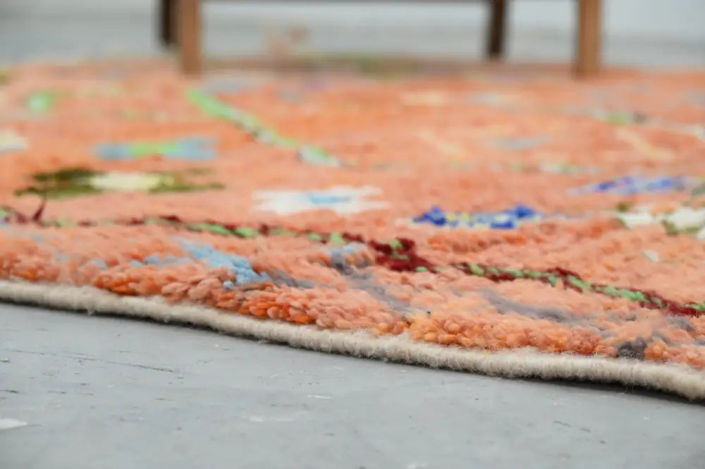 DecorBites™ handmade traditional azilal carpet 305x205 cm with vibrant orange textured floral blue and green patterns