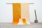 Handwoven DecorBites™ handmade traditional azilal rug with mustard yellow cream gradient and geometric cutouts 250x149 cm