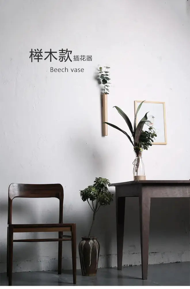 Decorbites handmade nordic solid wood wall vase with sleek minimalist design and natural beech wood grain finish