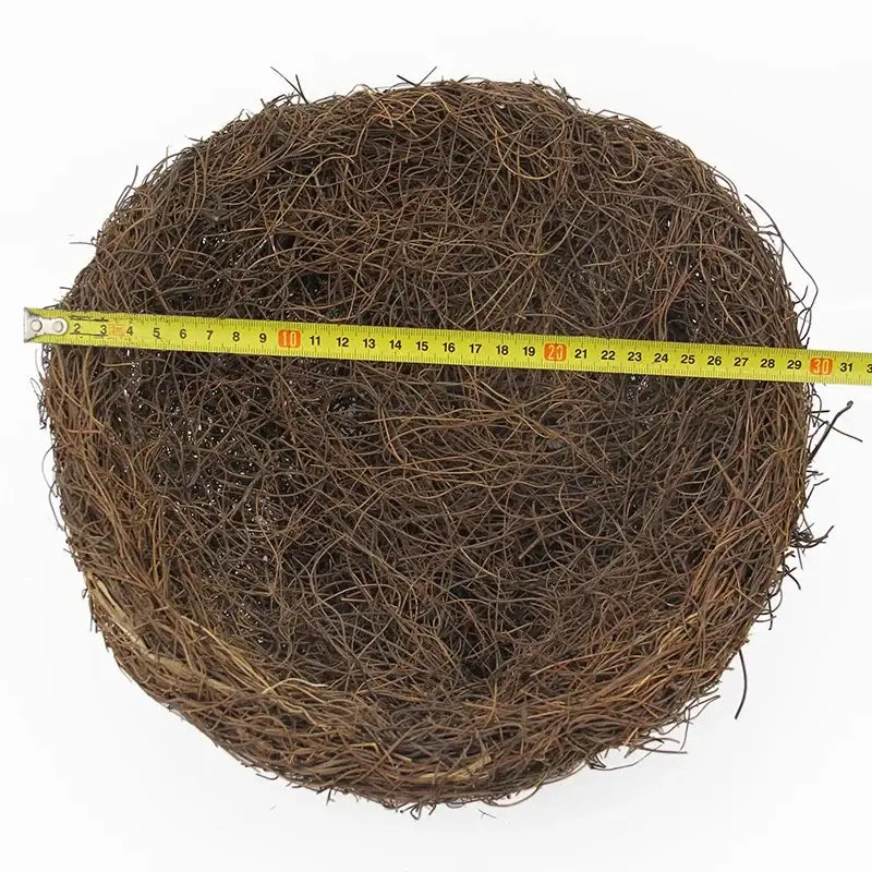Decorbites™ handmade round rattan bird nest decoration in brown woven natural twigs and vines basket design