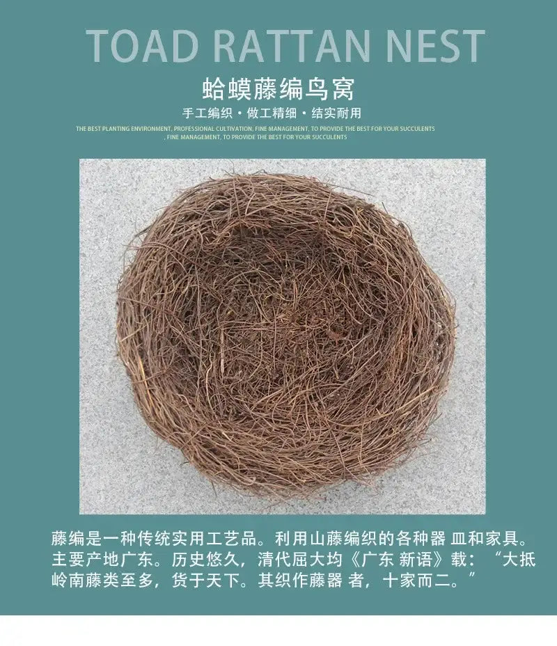 DecorBites™ handmade round brown rattan bird nest decoration made from handwoven rattan bird nest material