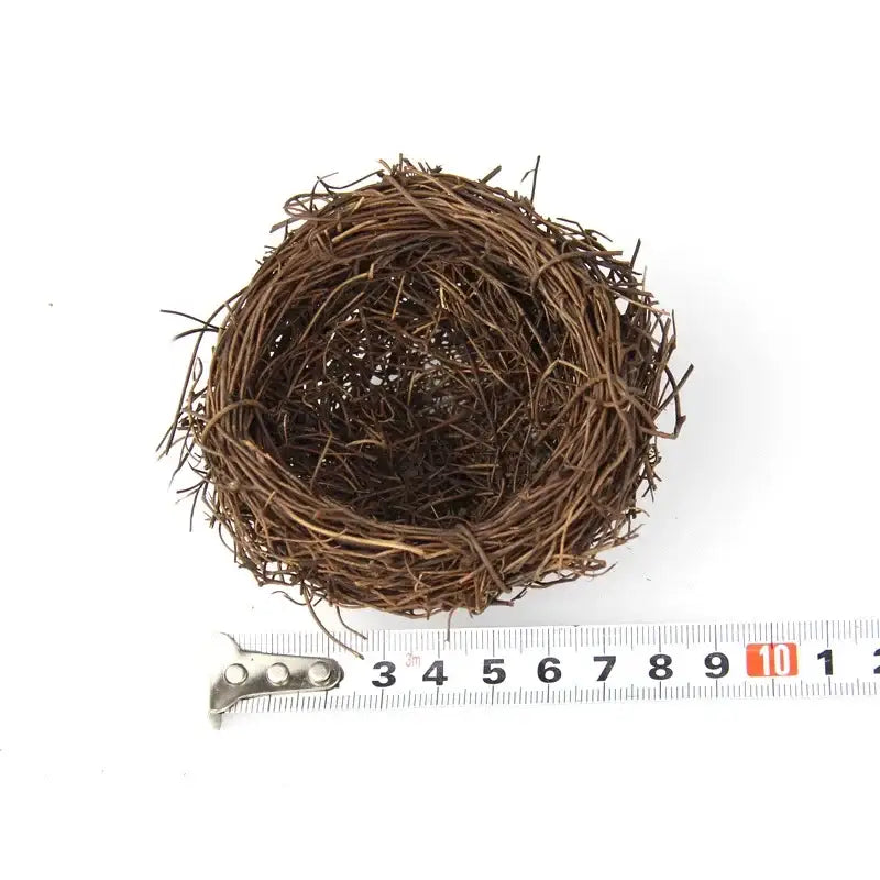 Decorbites™ handmade round rattan bird nest decoration in rustic brown crafted from intertwined twigs and natural fibers