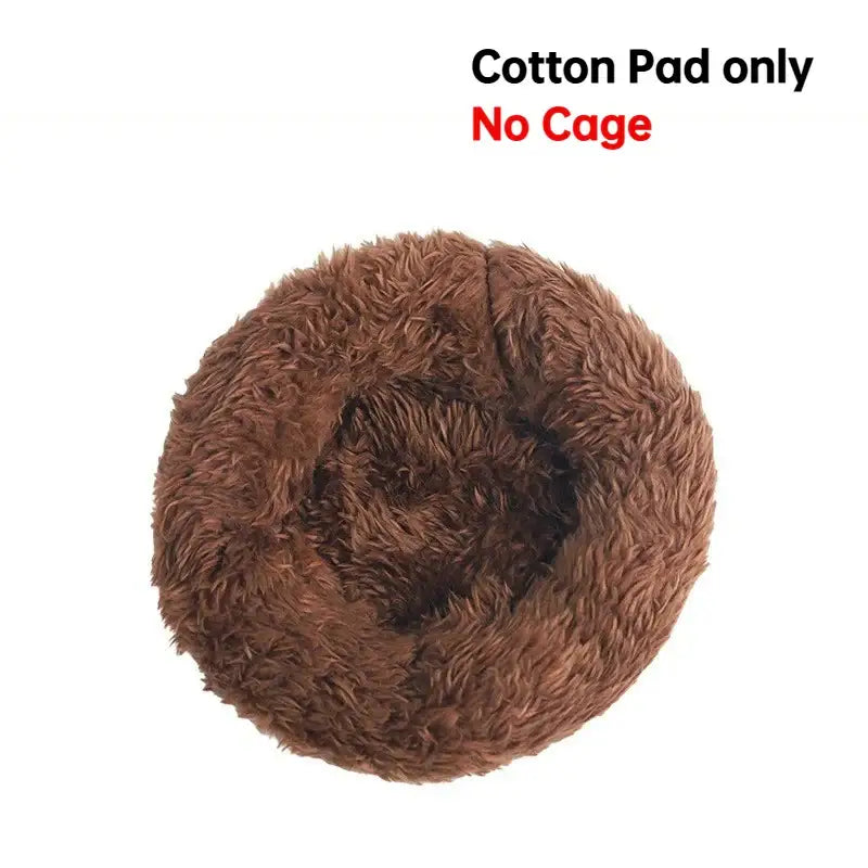 Brown fluffy cotton pad designed for pet comfort in a decorbites handwoven grass bird cage hut for small birds