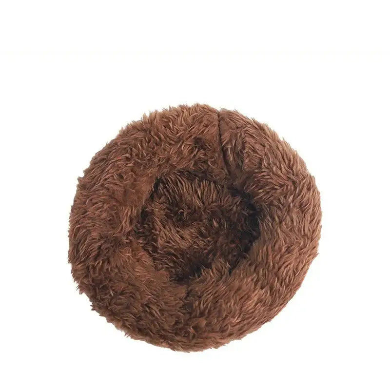 Decorbites™ handwoven grass bird cage hut with soft brown faux fur cozy circular pet bed for small birds