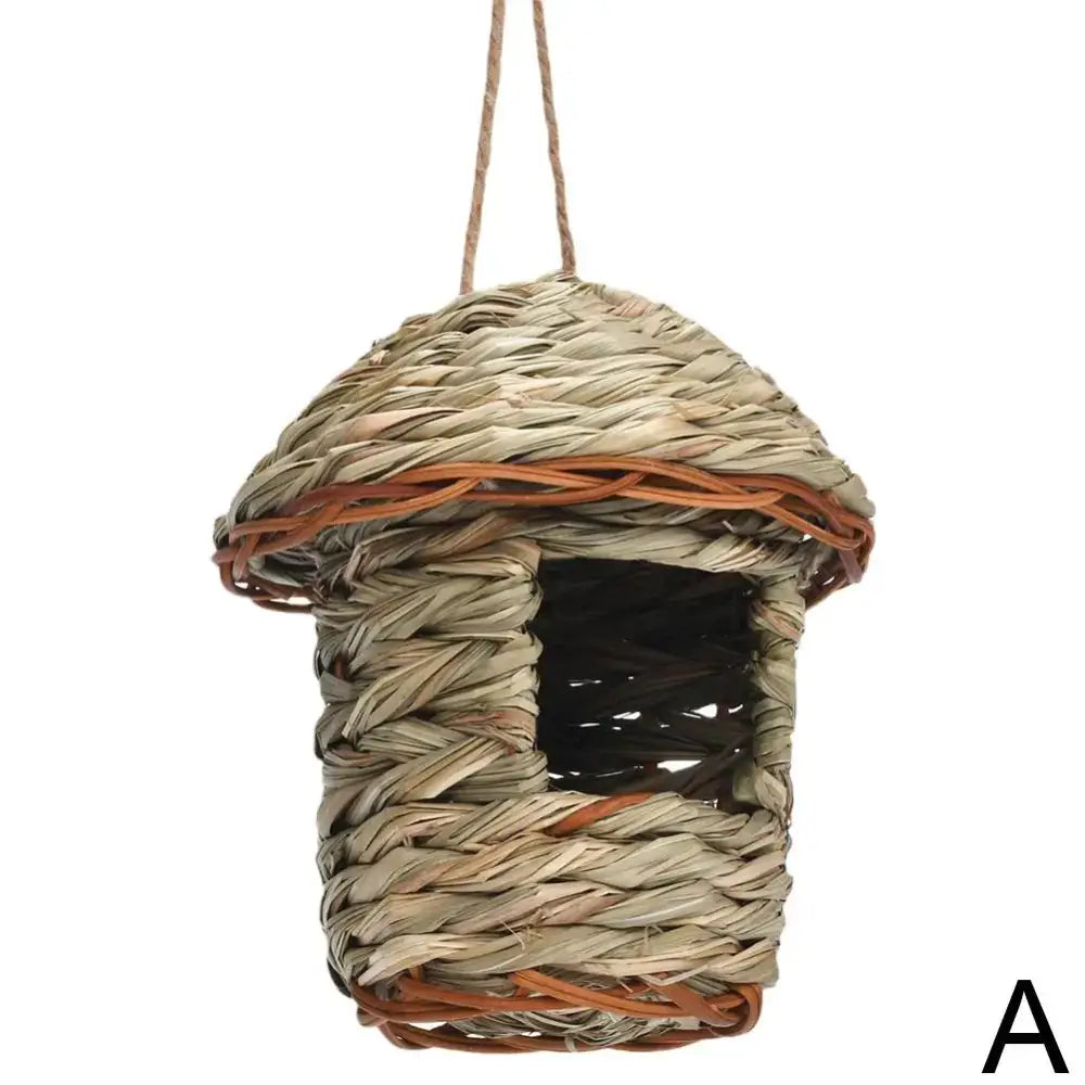 DecorBites™ handwoven straw bird nest with natural fiber and brown accents for outdoor garden use