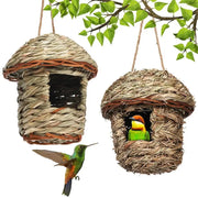 DecorBites™ handwoven straw bird nest with natural fiber and brown woven accents for outdoor garden use