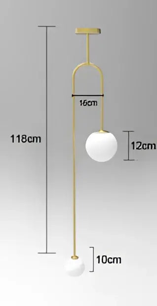 Gold-toned DecorBites™ hanging lights with two white spherical glass globes offer versatile lighting options with gold finishes