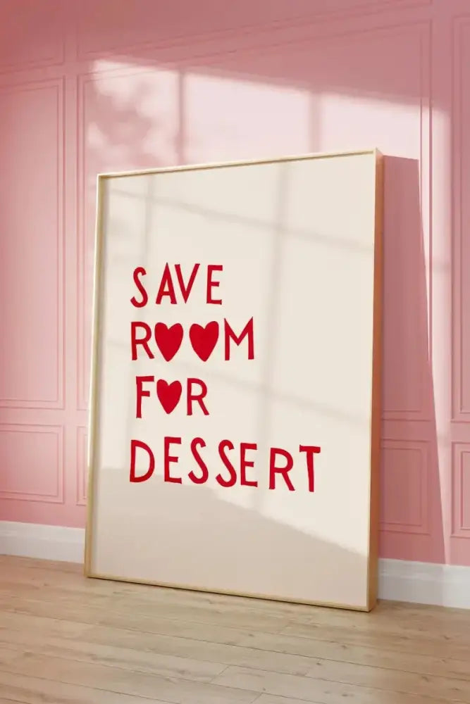 Decorbites™ heart red quote wall art with cream background bold red text and gold-toned frame for kitchen decor
