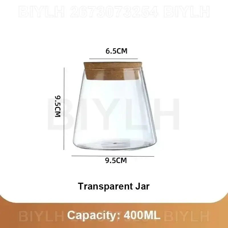 Clear glass flower pots with natural wood cork lids designed for storage in decorbites hydroponic glass flower pots set of 2