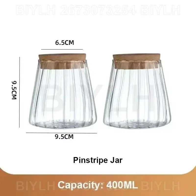 Decorbites™ hydroponic glass flower pots set of 2 clear glass pinstripe flower pots with natural wood lids