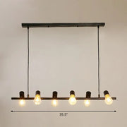 Decorbites™ industrial iron ceiling light with black naked bulb pendant and five exposed edison light bulbs for dining room island