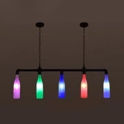 Decorbites™ industrial iron pipe pendant light with five multi-color glass bottles e26 e27 bulbs for island lighting