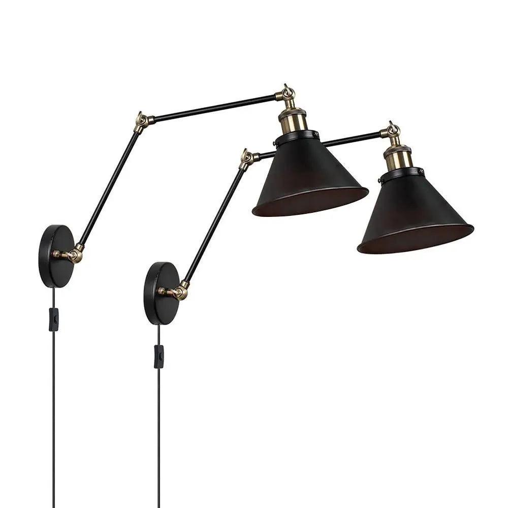 Industrial Plug In Wall Sconce - 2 Pack - EU Plug