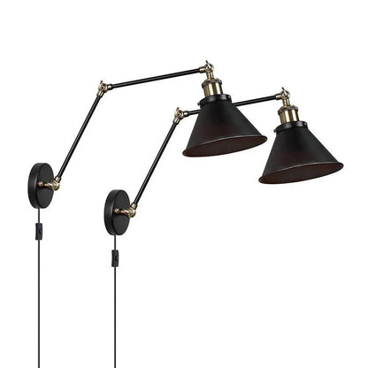 Industrial Plug In Wall Sconce - 2 Pack - EU Plug