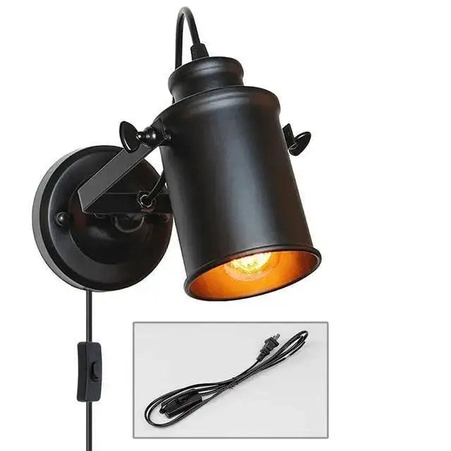 DecorBites™ industrial plug in wall sconce black matte finish with adjustable arm aleah wall sconce for modern decor