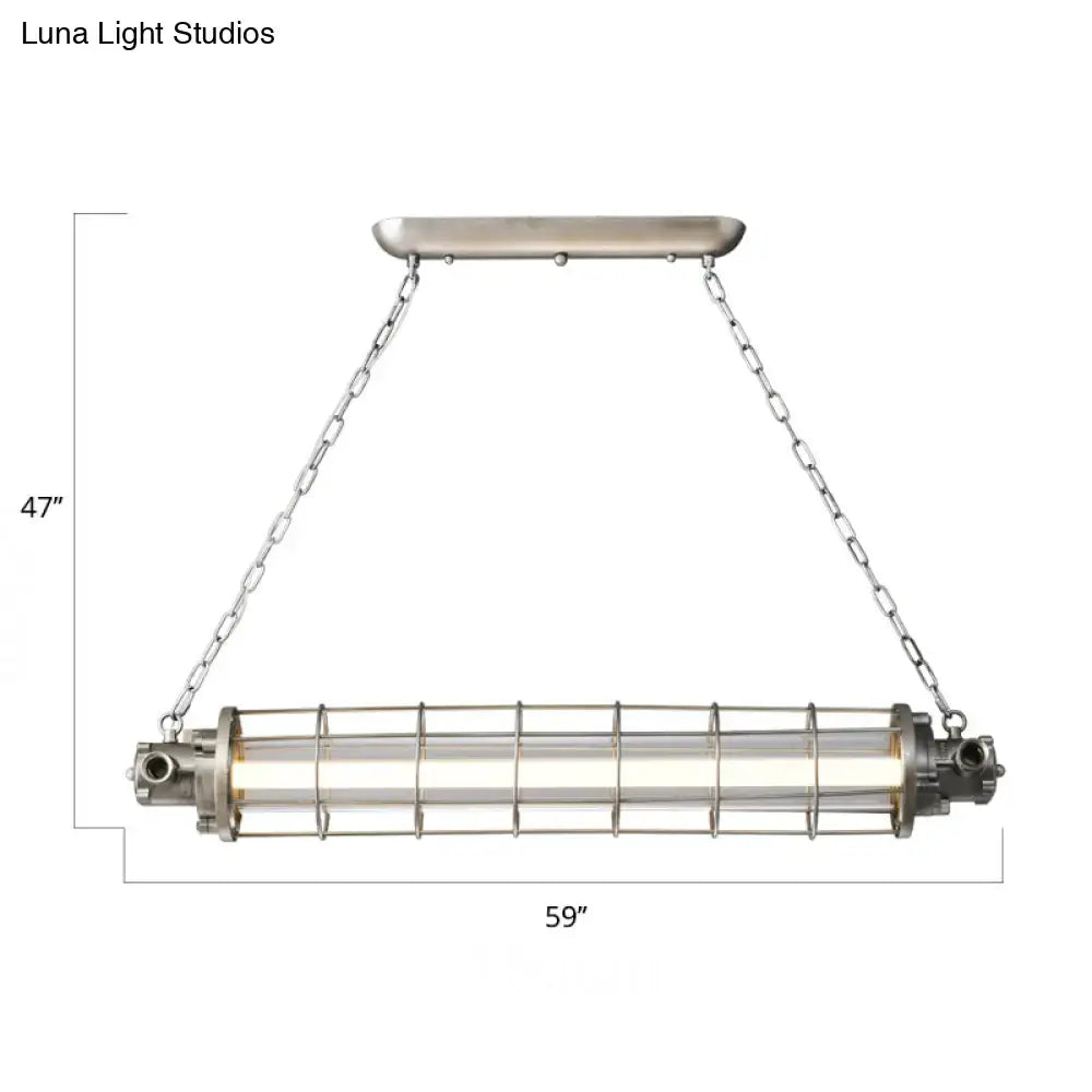 Decorbites industrial silver metal pendant light with cylindrical wire cage clear glass shade and smd e26 e27 bulb