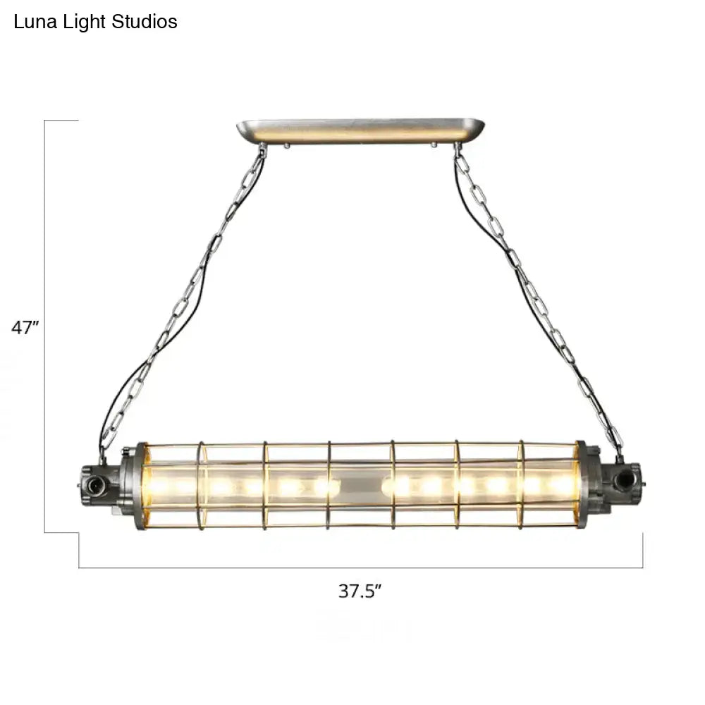 Decorbites industrial silver metal pendant light with cylindrical wire cage and clear glass shade fits smd e26 e27 bulbs