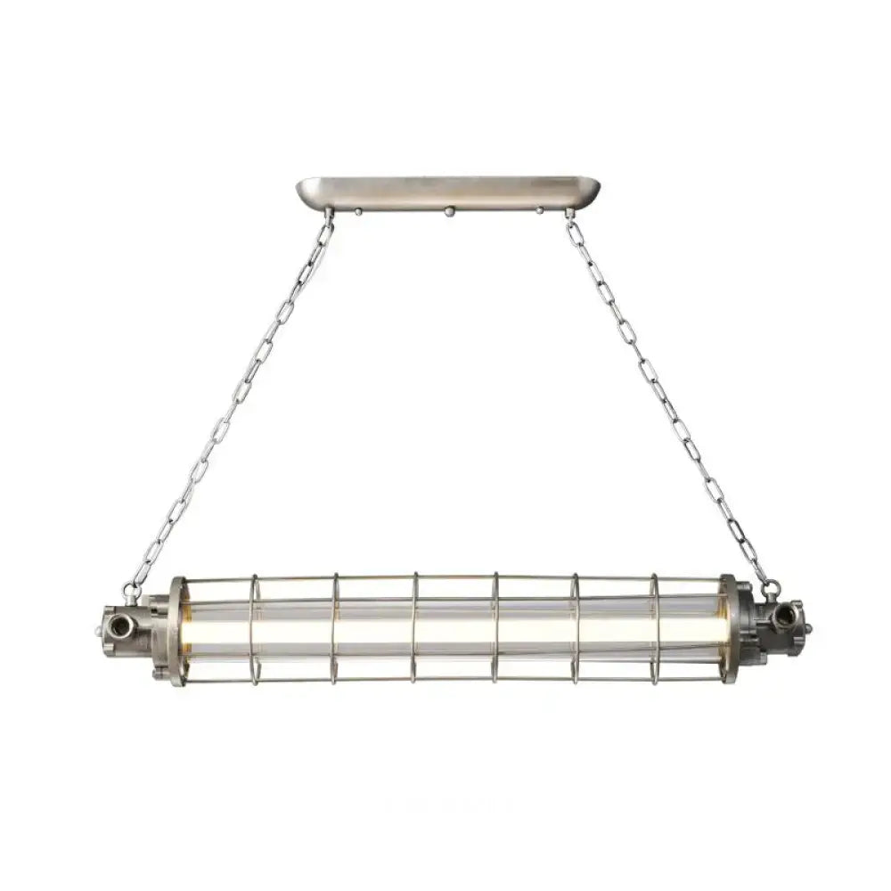 Decorbites industrial silver metal pendant light with cylindrical wire cage clear glass shade and smd e26 e27 LED